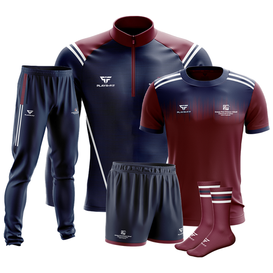 Grange PPS Sligo Students PE Pack 1 (Midlayer (1/4 Zip), Jersey, Skinny Pants, Shorts, Mid Socks) - Kids