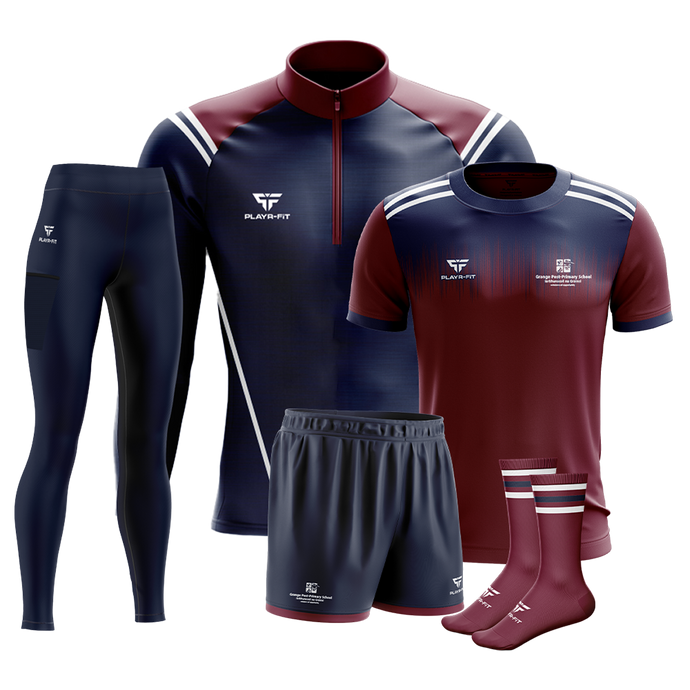 Grange PPS Sligo Students PE Pack 1 (Midlayer (1/4 Zip), Jersey, High Waist Leggings, Shorts, Mid Socks) - Kids