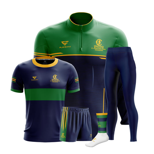 St Josephs HS Crossmaglen Students PE Pack 4 (Midlayer, Jersey, High Waist Leggings (Plain), Shorts, Mid Socks) - Adults