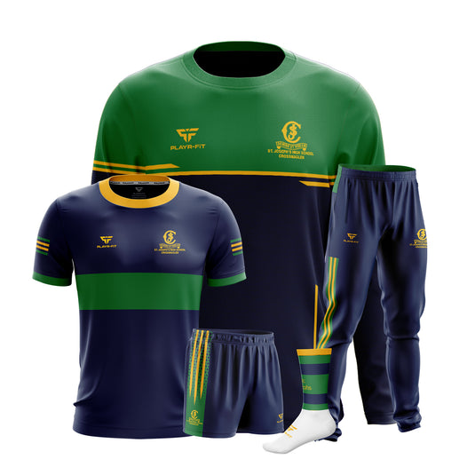 St Josephs HS Crossmaglen Students PE Pack 5 (Crewneck, Jersey D26, Skinny Pants, Shorts, Mid Socks) - Kids