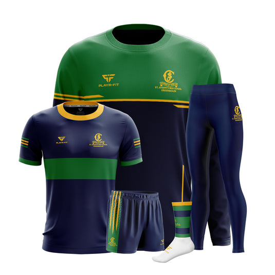 St Josephs HS Crossmaglen Students PE Pack 7 (Crewneck, Jersey D26, High Waist Leggings (School Crest Only), Shorts, Mid Socks) - Adults