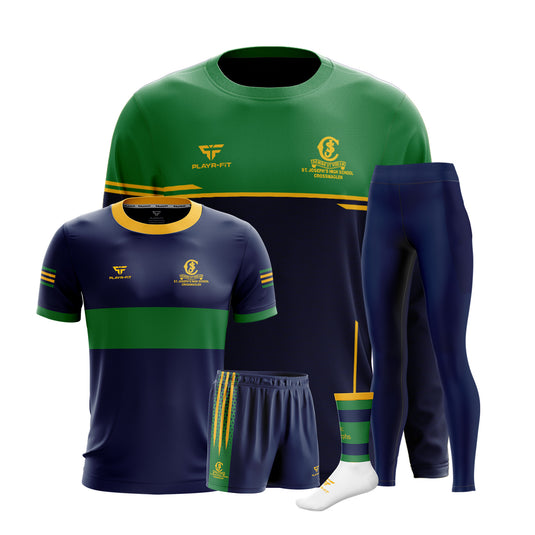 St Josephs HS Crossmaglen Students PE Pack 8 (Crewneck, Jersey D26, High Waist Leggings (Plain), Shorts, Mid Socks) - Adults