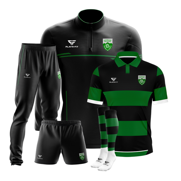 Rathfriland High School Students Boys Pack 1 (Midlayer, Rugby Jersey, Tracksuit Pants, Rugby Shorts, Long Socks) - Kids