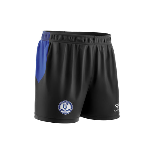 Finn Harps FC Pro Soccer Shorts (Cut & Sew) Black Blue Panel- Kids