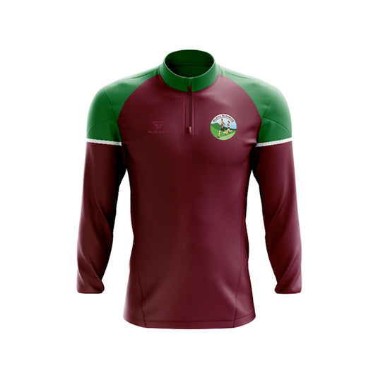 Glens Runners Midlayer (1/4 Zip) Stellar (Maroon Base - Green/White) - Adults