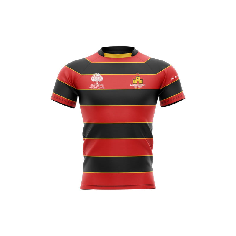 Load image into Gallery viewer, Lansdowne RFC NY Rugby Jersey (Black Stripes) (2 Way Stretch) - Adults

