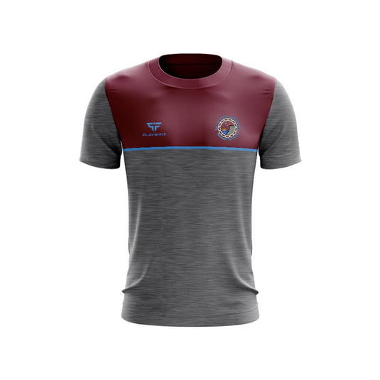 Ballycastle Integrated Primary School Students T-Shirt Spirit (Grey/Maroon/Sky) - Adults
