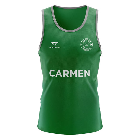 Carmen Runners Lightweight Vest Plain Green - Adults