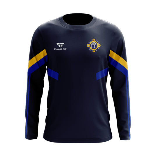 Clough Ballacolla Hurling Club Crew Neck Retro Navy/Blue/Yellow - Adults