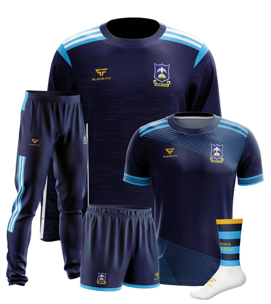 St Colms HS Dunmurry Students PE Pack 3 (Crewneck, Jersey, Skinny Pants, Shorts, Mid Socks) - Kids