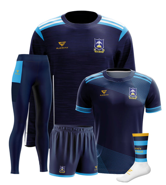 St Colms HS Dunmurry Students PE Pack 4 (Crewneck, Jersey, High Waist Leggings, Shorts, Mid Socks) - Adults