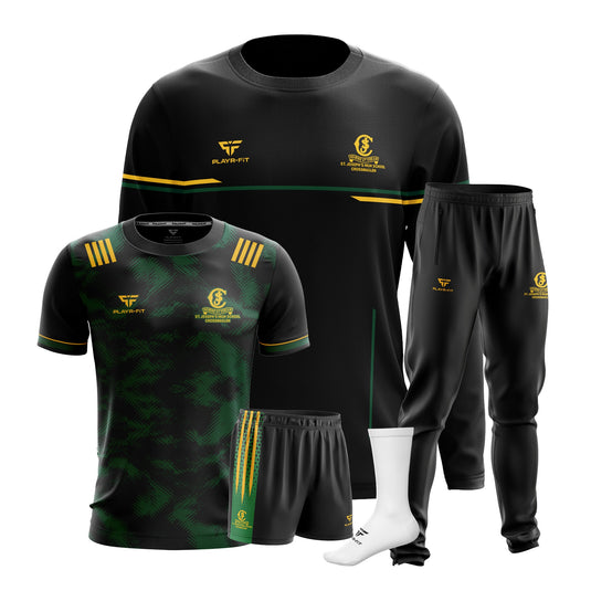 St Josephs HS Crossmaglen Students PE Pack 7 (Crewneck, Jersey [F06] Black, Skinny Pants, Shorts, Mid Socks) - Kids