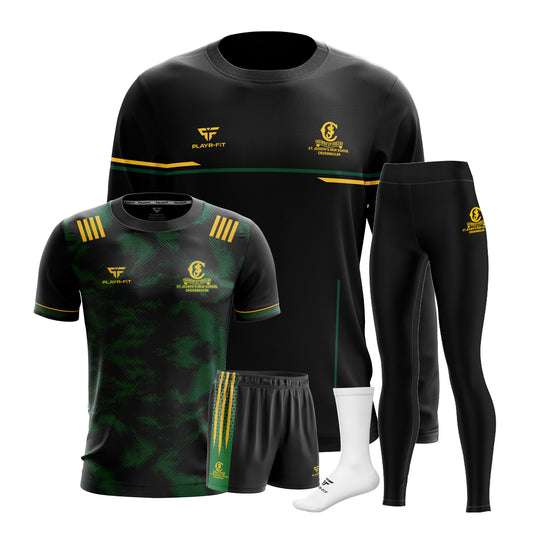 St Josephs HS Crossmaglen Students PE Pack 8 (Crewneck, Jersey [F06] Black, High Waist Leggings, Shorts, Mid Socks) - Adults