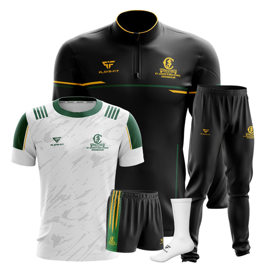 St Josephs HS Crossmaglen Students PE Pack 9 (Midlayer, Jersey [F15] White, Skinny Pants, Shorts, Mid Socks) - Adults