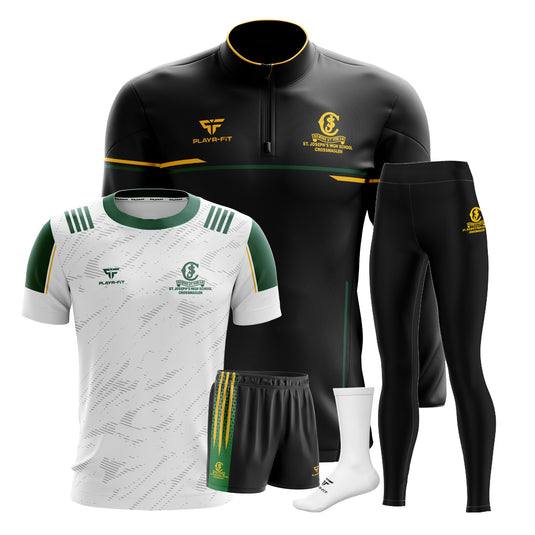 St Josephs HS Crossmaglen Students PE Pack 10 (Midlayer, Jersey [F15] White, High Waist Leggings, Shorts, Mid Socks) - Adults