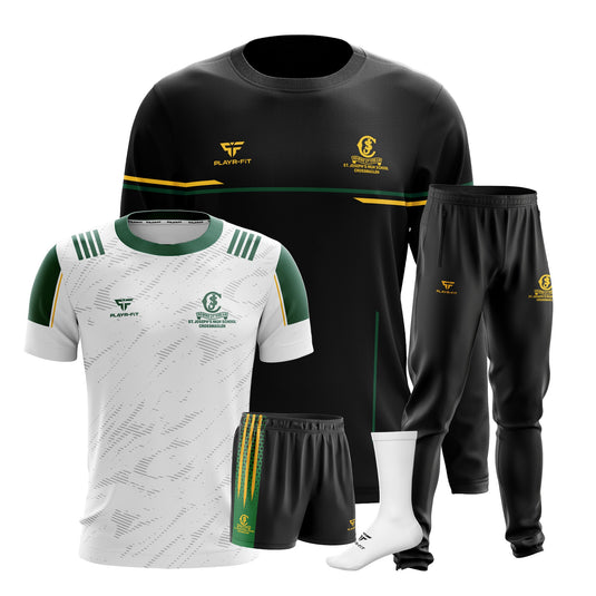 St Josephs HS Crossmaglen Students PE Pack 11 (Crewneck, Jersey [F15] White, Skinny Pants, Shorts, Mid Socks) - Adults