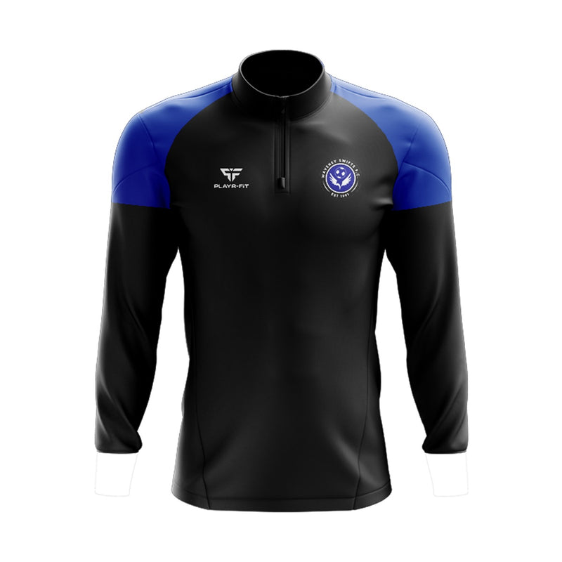 Load image into Gallery viewer, Waveney Swifts FC Midlayer (1/4 Zip) Stellar (Black/Blue) - Adults
