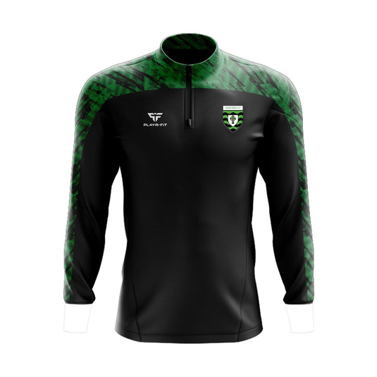 St Ultans Meath Midlayer (1/4 Zip) (Black/Green) - Kids