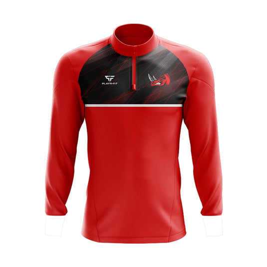 West Dublin Rhinos Midlayer (1/4 Zip)  (Red/Black/White) - Adults