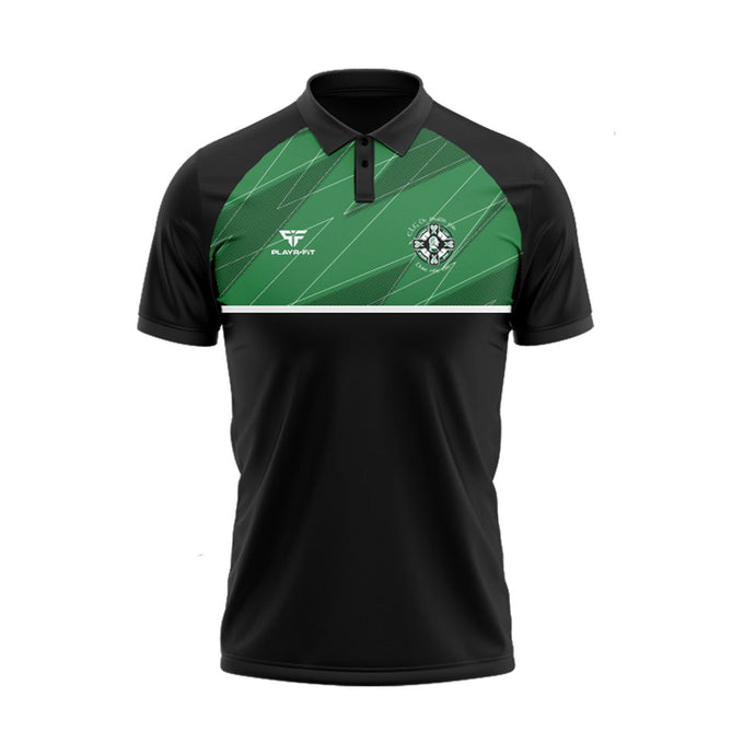Wolfe Tone GAC Derrymacash Polo Evo Black/Emerald Green Sublimated Panel - Adults