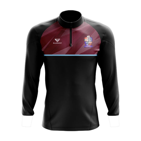 St Itas School Drogheda Staff Midlayer (1/4 Zip) Dynamic Black/Maroon/Sky - Kids