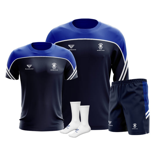Down Netball Club Momentum Pack (Crewneck Momentum, T-Shirt Momentum, Leisure Shorts Momentum, Mid Socks Momentum) - Kids