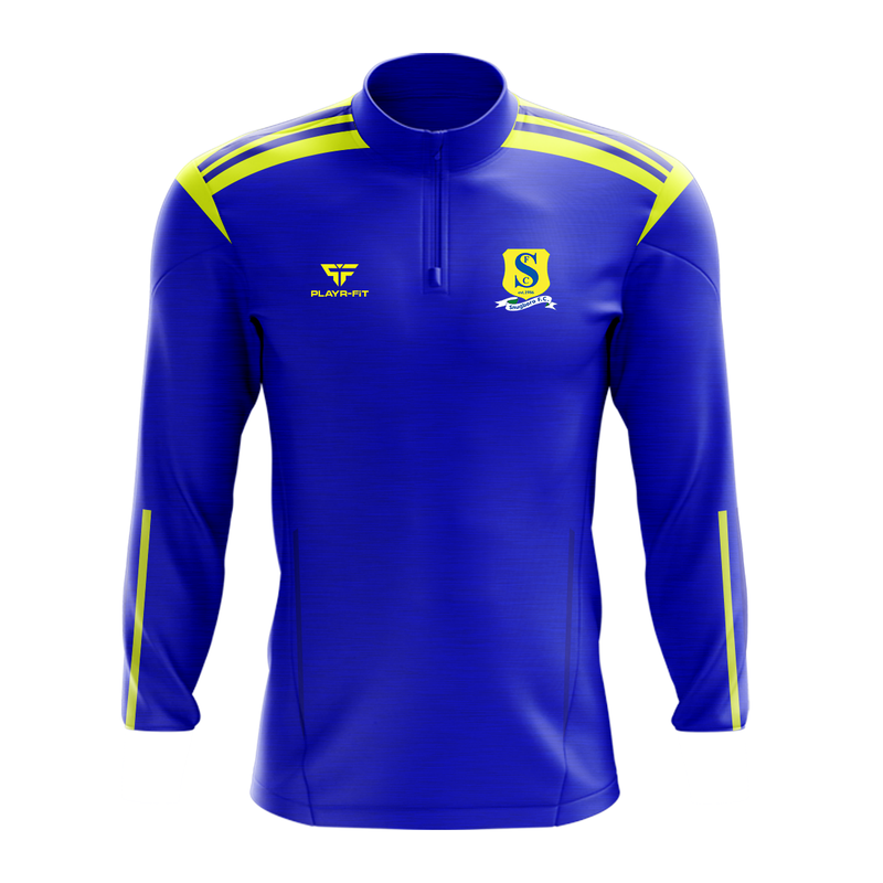 Load image into Gallery viewer, Snugboro FC Midlayer (1/4 Zip) Adroit (Blue/YellowGold) - Kids
