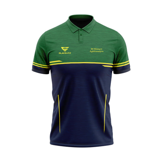 St Marys PS Aughlisnafin Castlewellan Staff Polo Courage (Navy/Green/YellowGold) - Kids