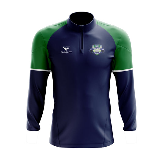 St Moninnas PS Cloughoge Students Midlayer (1/4 Zip) Stellar (Navy/Green/White) Colour - Adults