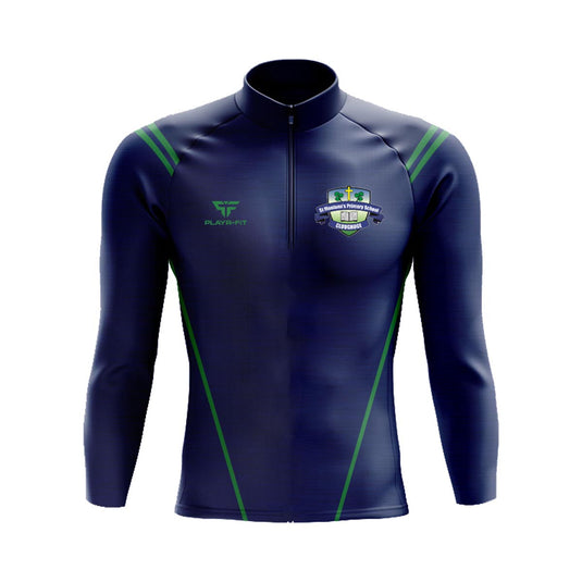 St Moninnas PS Cloughoge Staff Midlayer (1/4 Zip) Vigour (Navy/Green) - Adults