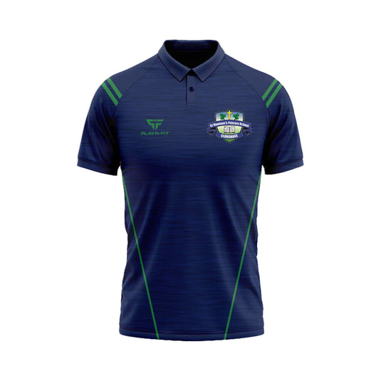St Moninnas PS Cloughoge Staff Polo Vigour (Navy/Green) - Adults