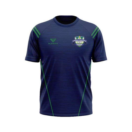 St Moninnas PS Cloughoge Staff T-Shirt Vigour (Navy/Green) - Kids
