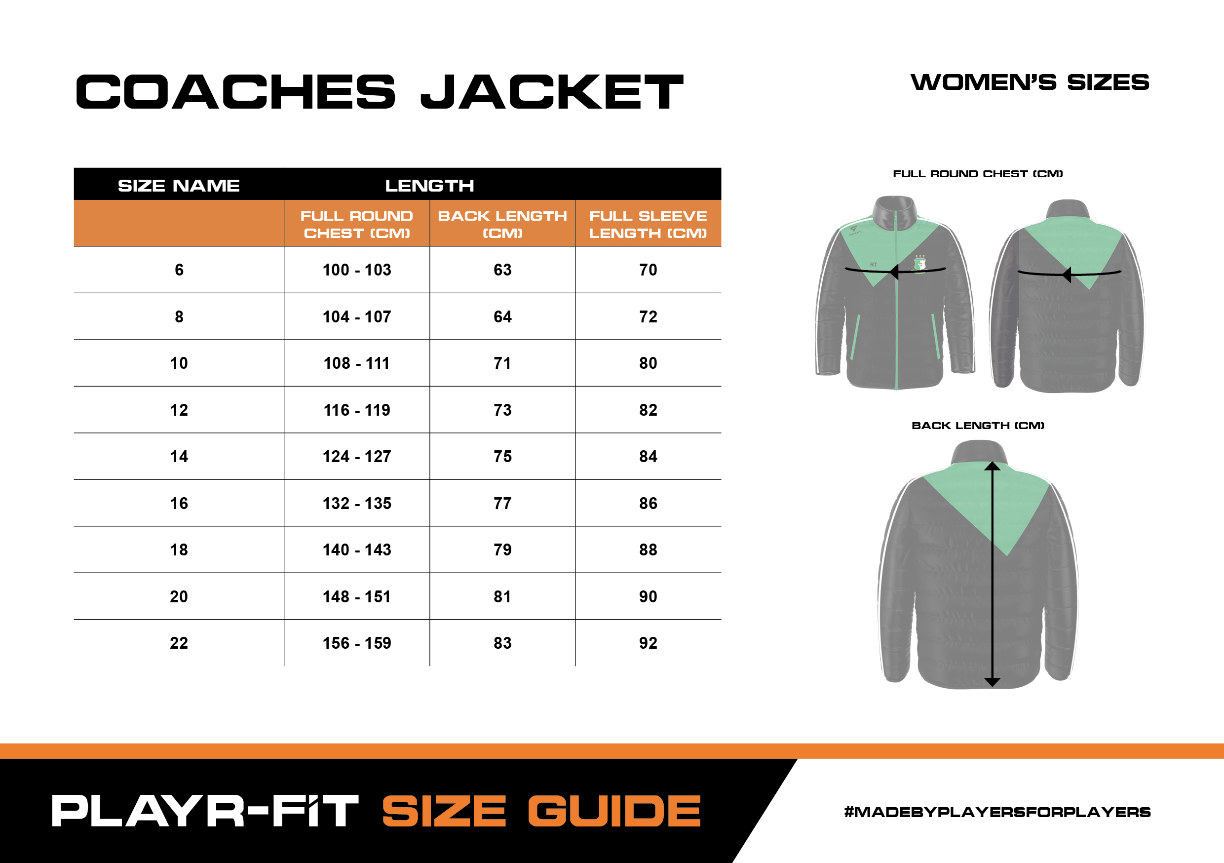 Size Guides PLAYRFIT Teamwear & Sportswear Specialists Ireland & UK