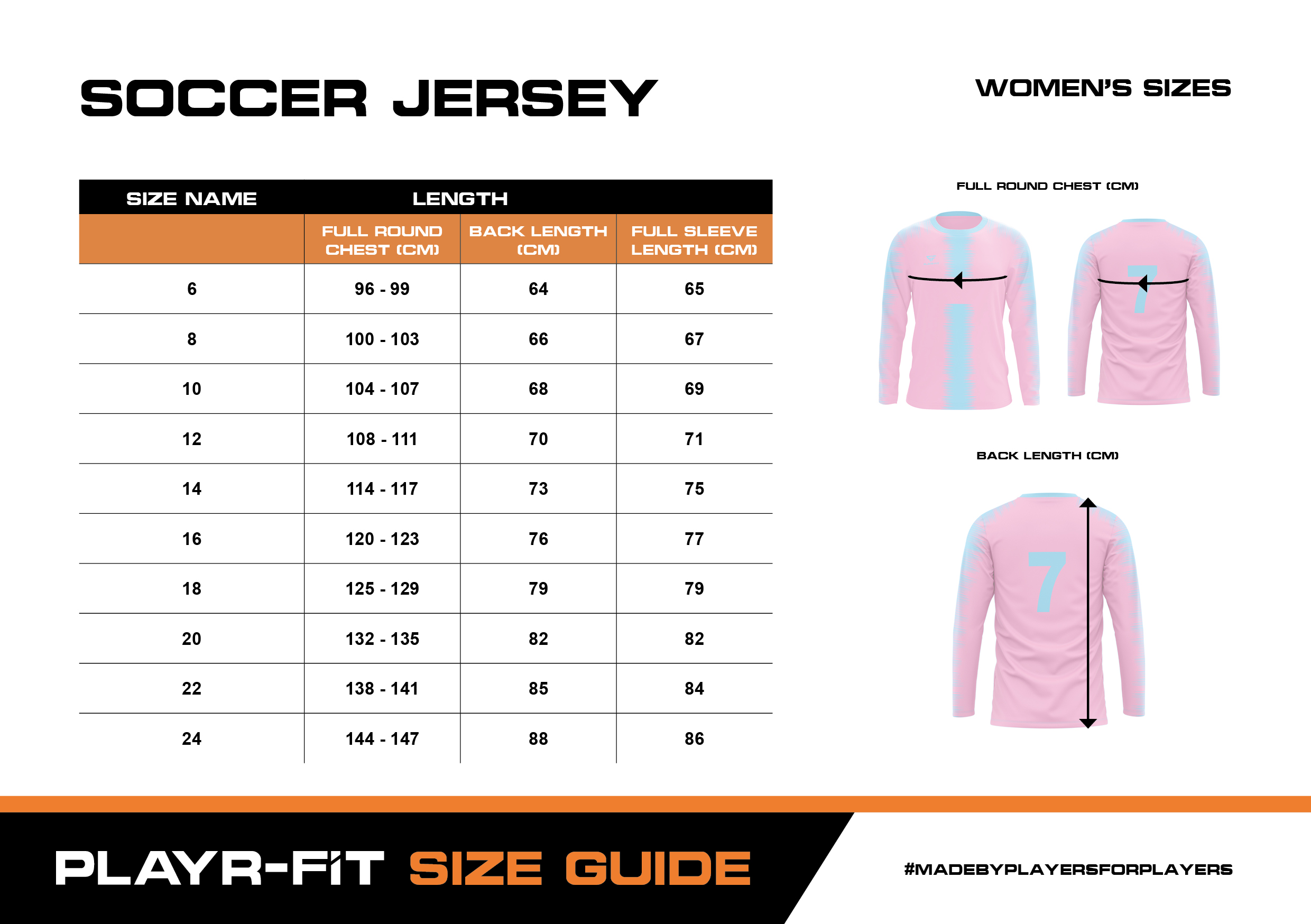 Custom Youth Soccer Jersey Size Chart